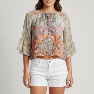 Camilla‎ Electron Libre Raglan Frill Blouse Kids Size 10 Ladies XS b45